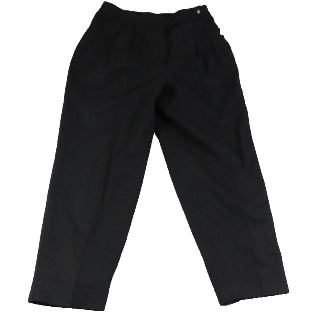 Panter Black 100% Wool Pleated Dress Pants Womens 16 Lined Career Tapered Formal